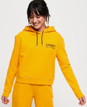 Superdry Elissa Cropped Női Kapucnis Pulóver Sárga | KXLFG0359